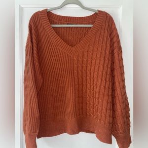 Shein burnt orange 2x two texture sweater